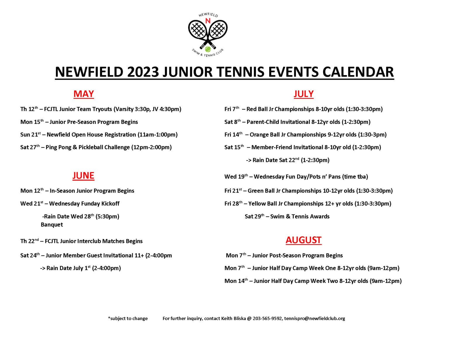 Tennis Calendar